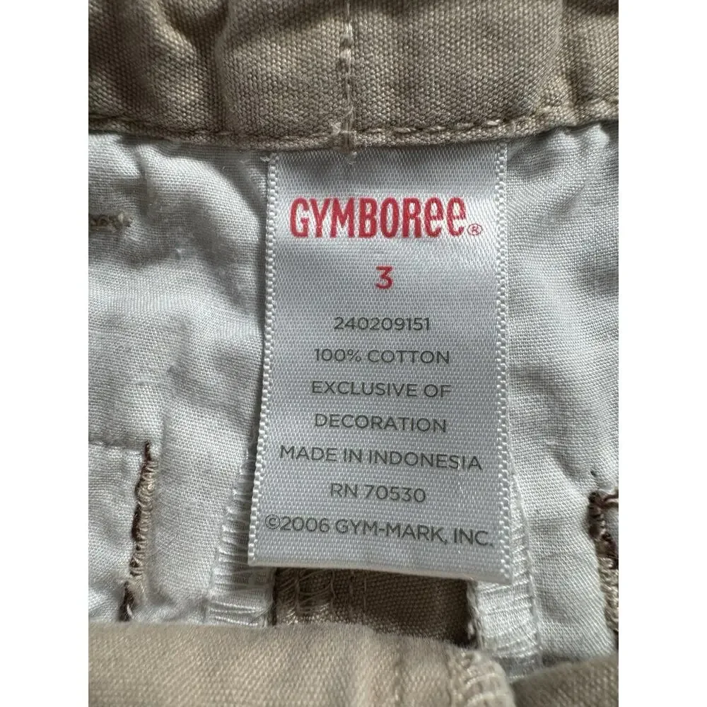 Gymboree Girls Size 3 Khaki Shorts Floral Embroidered Adjustable Waist Cotton